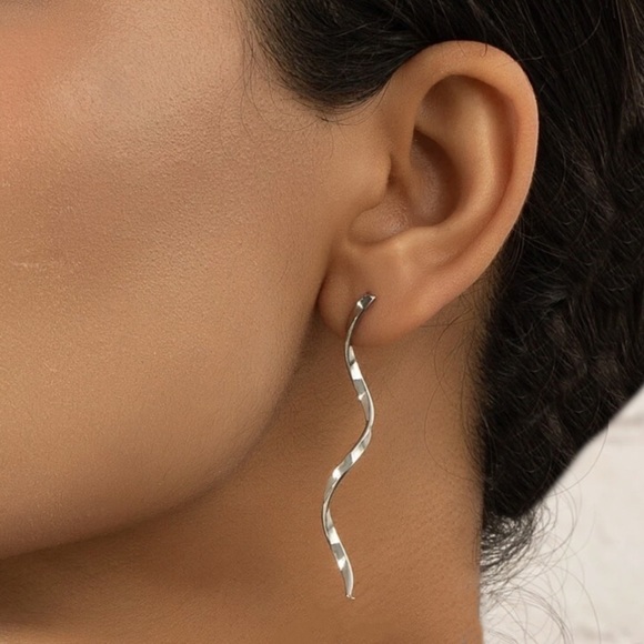 GlitzBlitz Earrings Jewelry - Any 2/$20! Silver Drop Swirl Stud Earrings